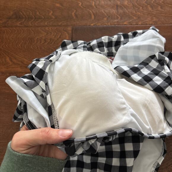 Cabana Del Sol Women's Small Swimsuit Gingham Off The Shoulder Black White - Picture 4 of 7